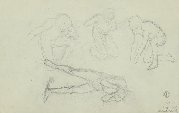 Sketches of nude males in various poses 1850