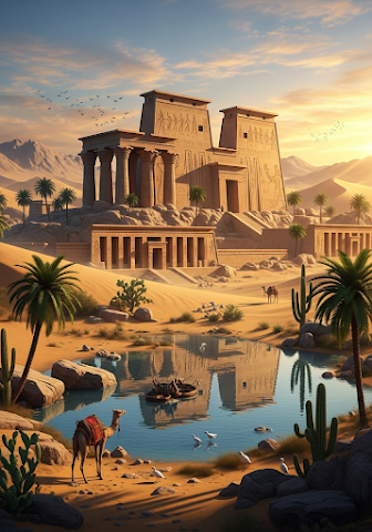 Ancient Egyptian Temple Sunset