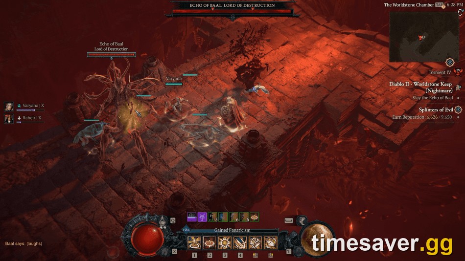 The Echo of Baal boss encounter in the Worldstone Chamber during Diablo 4 Season 15