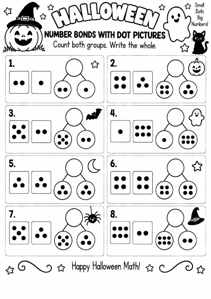 Halloween Number Bonds with Dot Pictures