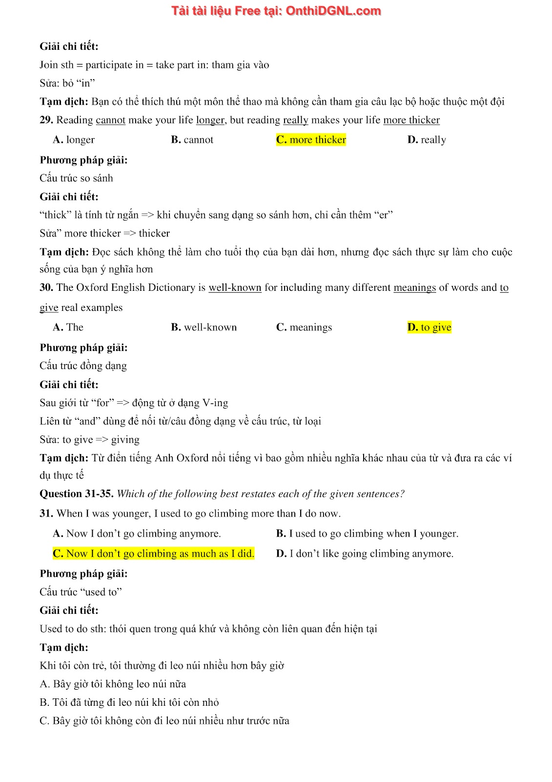 800 bài tập môn Tiếng Anh - Ôn thi ĐGNL ĐHQG TP HCM Phần 35