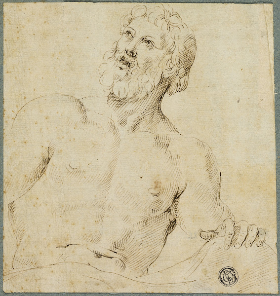 Half Length Sketch Of Bearded Man 1540 60