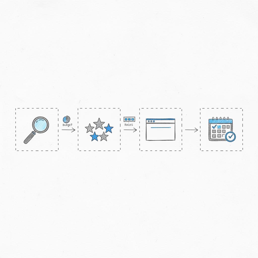 Notebook funnel for patient acquisition: search → reviews → website → booking, minimalist icons in brand colors on white background &mdash; best dental marketing companies 2025