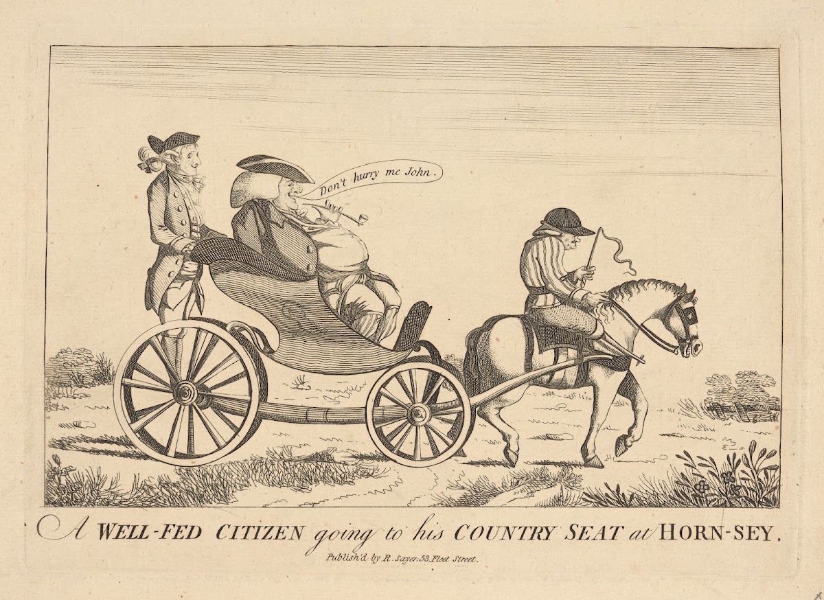 A well fed citizen going to his country seat at Horn sey 1773
