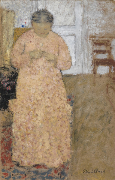 Knitting Woman in Pink Dress 1900   1905