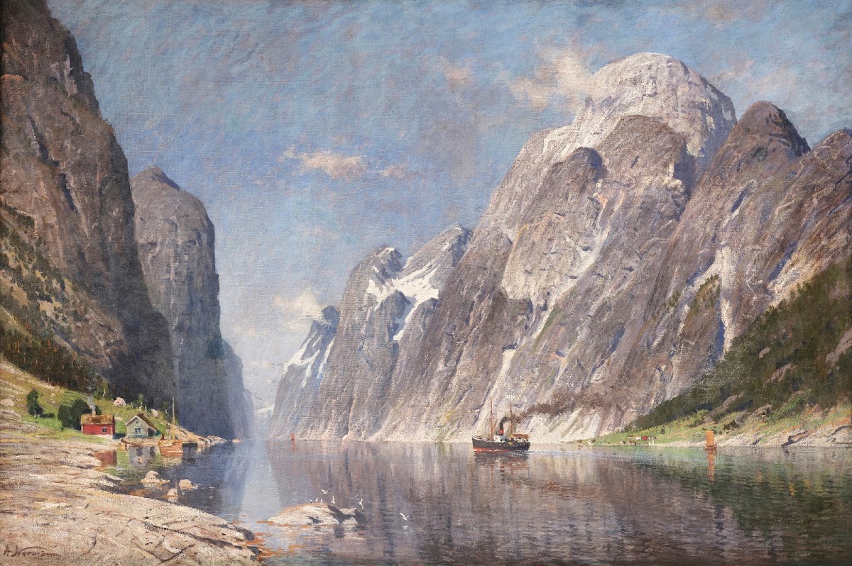 Boating in a wintery Fjord