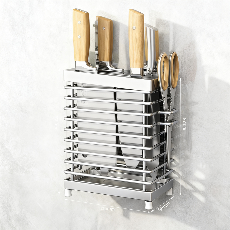 Stainless steel knife block and cutlery holder