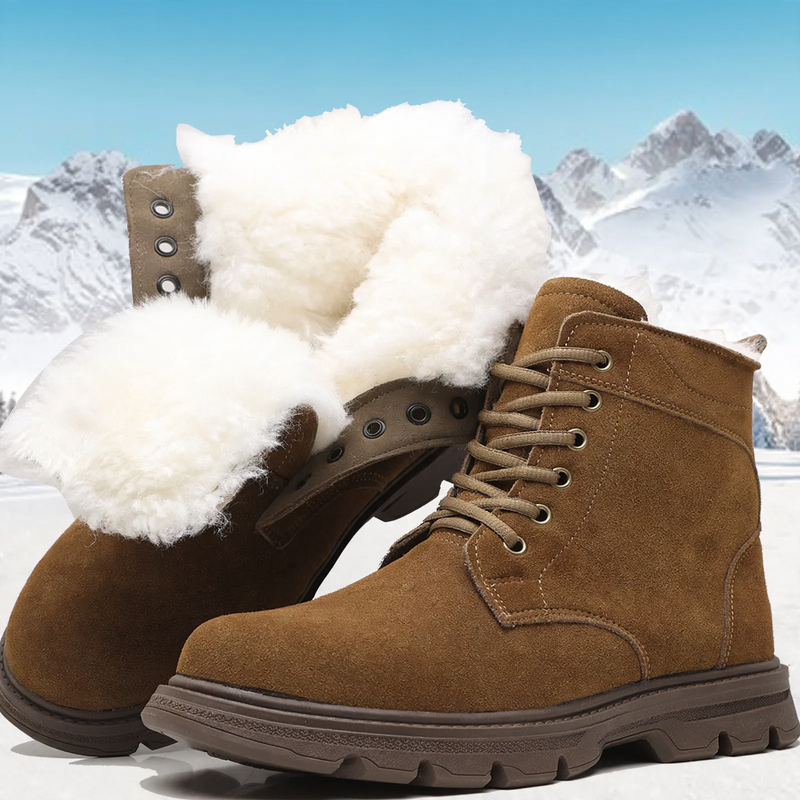 Men's winter boots, lined, lambskin, non-slip sole