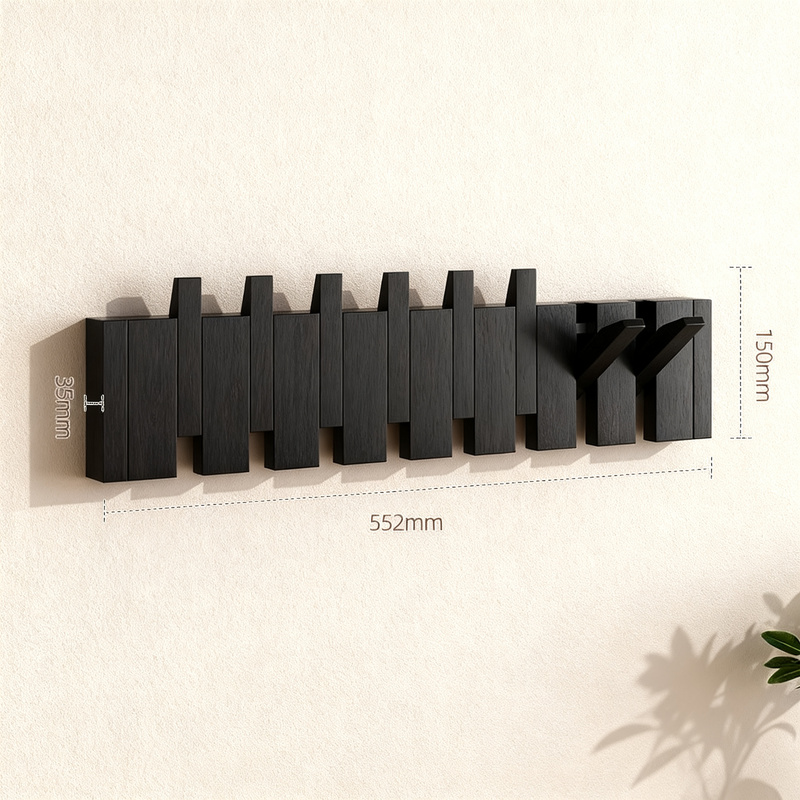 Wooden wall coat rack made of beech, 3–12 hooks