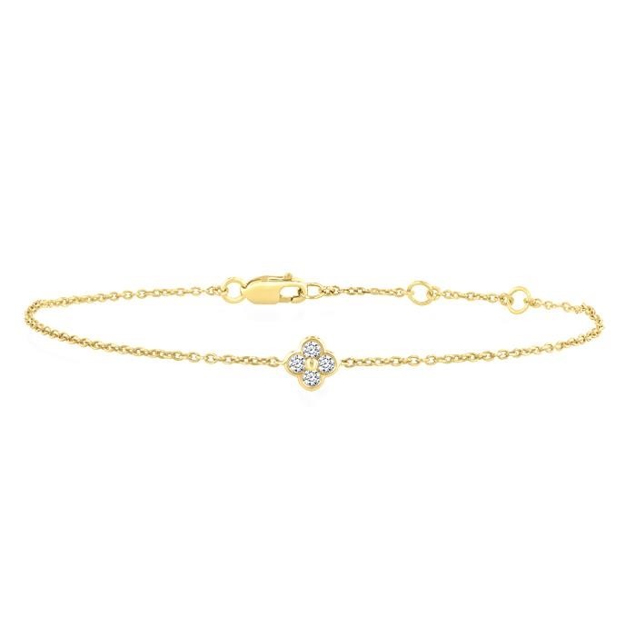 Clover Bezel Petite Diamond Fashion Chain Bracelet 715E0DHTGYG