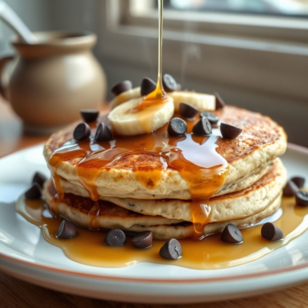 Easy Vegan Chocolate Chip Banana Pancakes Recipe (One-Bowl, 30-Minute Breakfast) finished