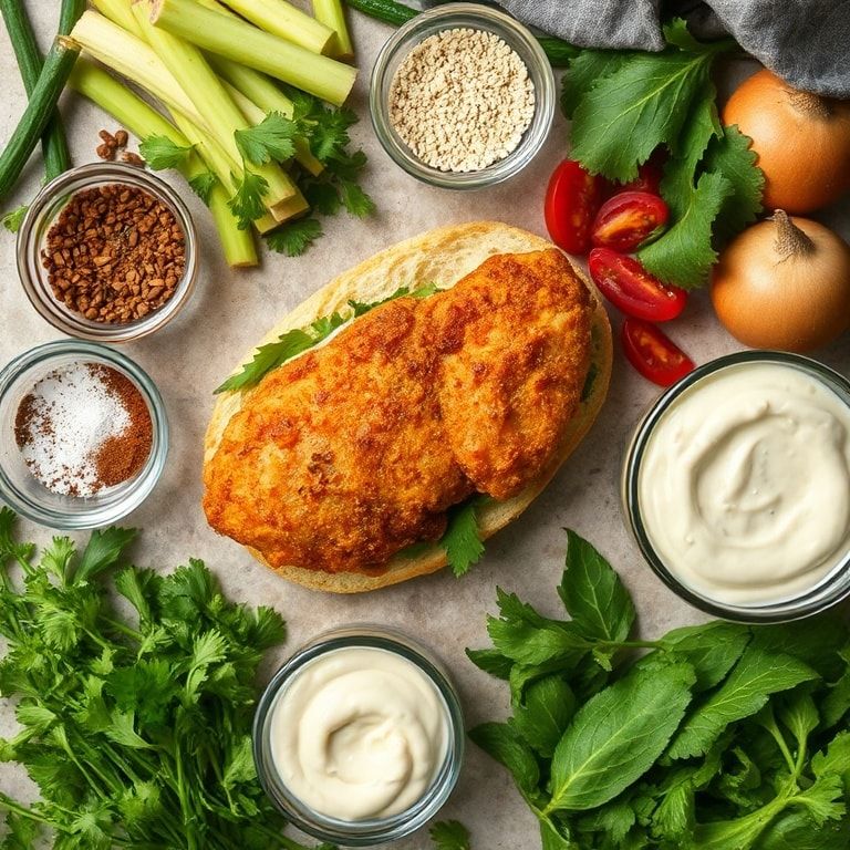 Ingredients for Cajun Crispy Chicken Sandwich with Garlic Aioli – Quick & Crispy Homemade Favorite