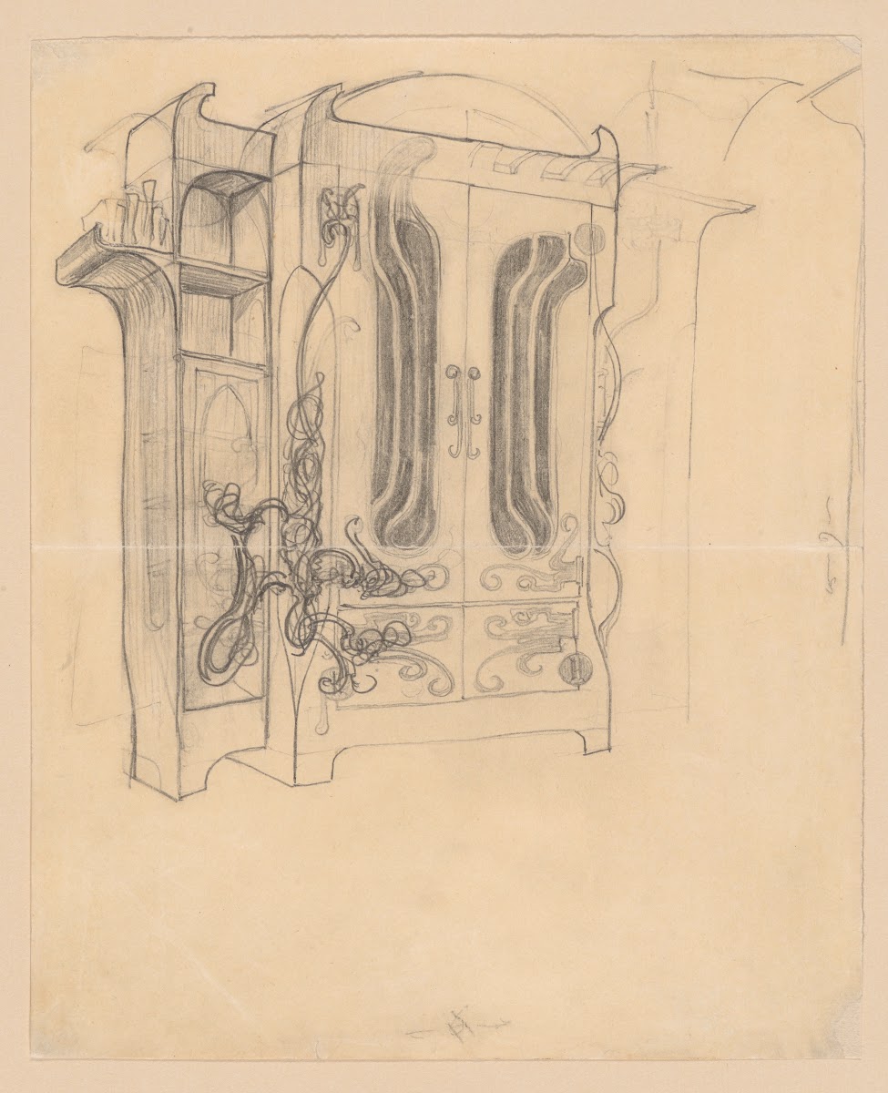 Design of an Art Nouveau cabinet 1904