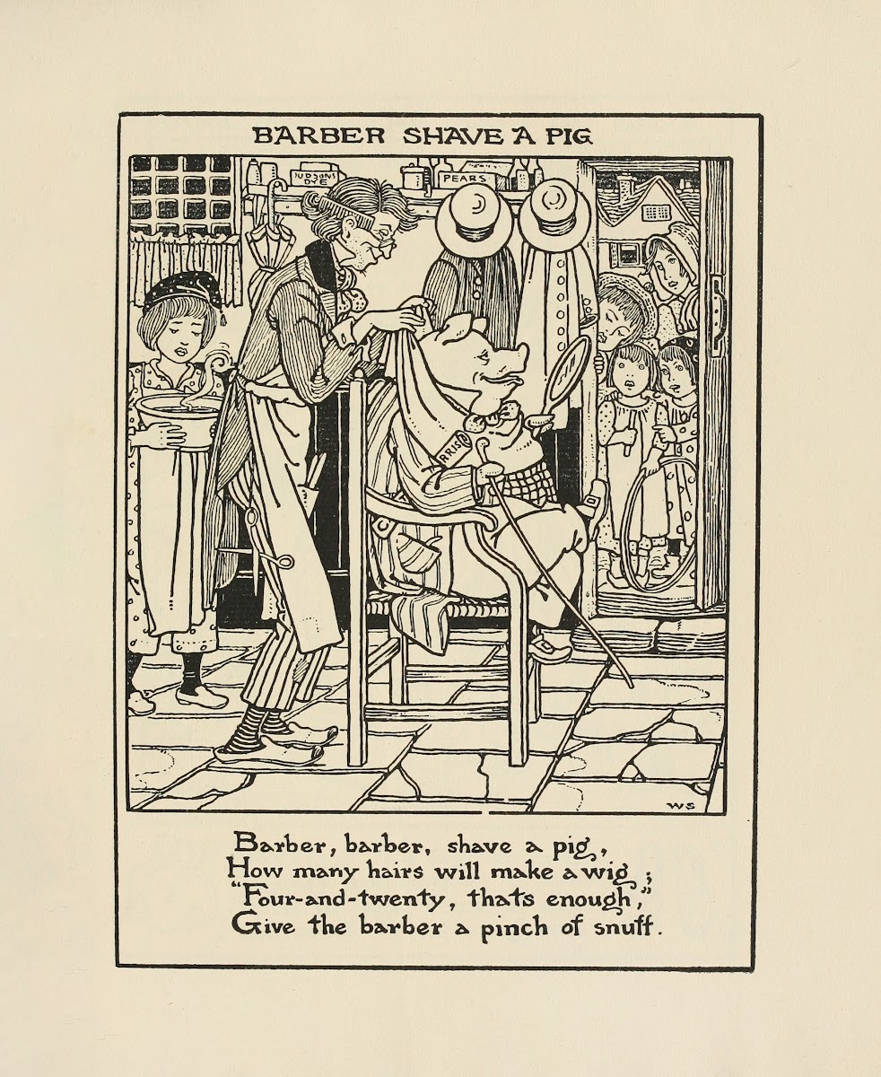 Barber shave a pig 1895