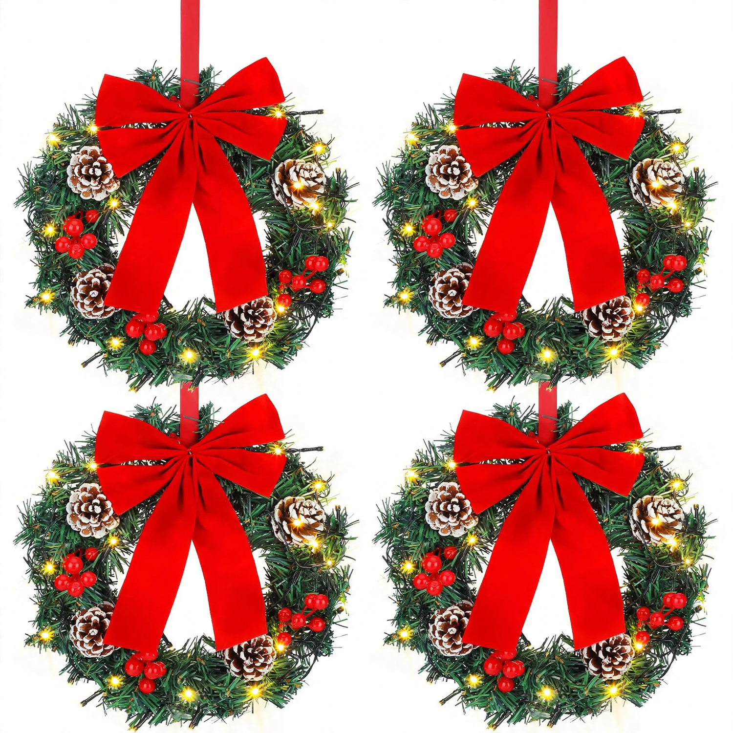Christmas wreath with ribbon, 25 cm