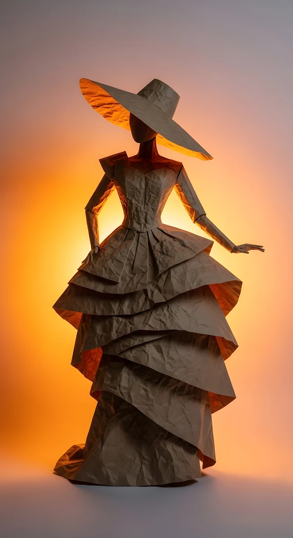 Kraft Paper Haute Couture Gown Mannequin Art
