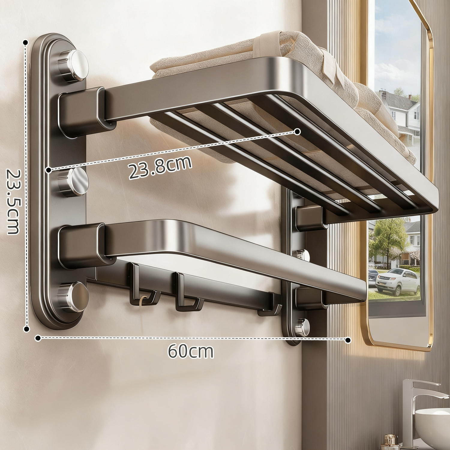 Towel holder without drilling, suction cup installation
