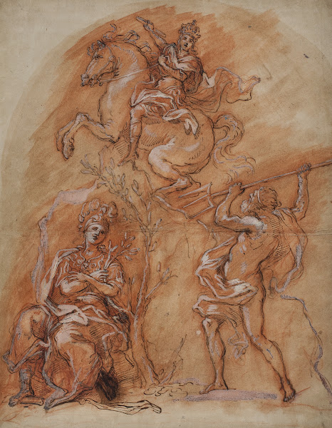 Allegory with an equestrian monument Minerva and Neptune 1653  1713