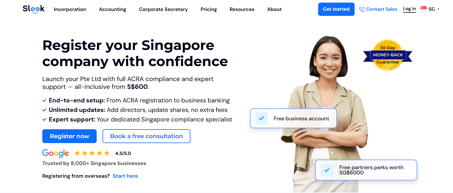 sleek incorporation page