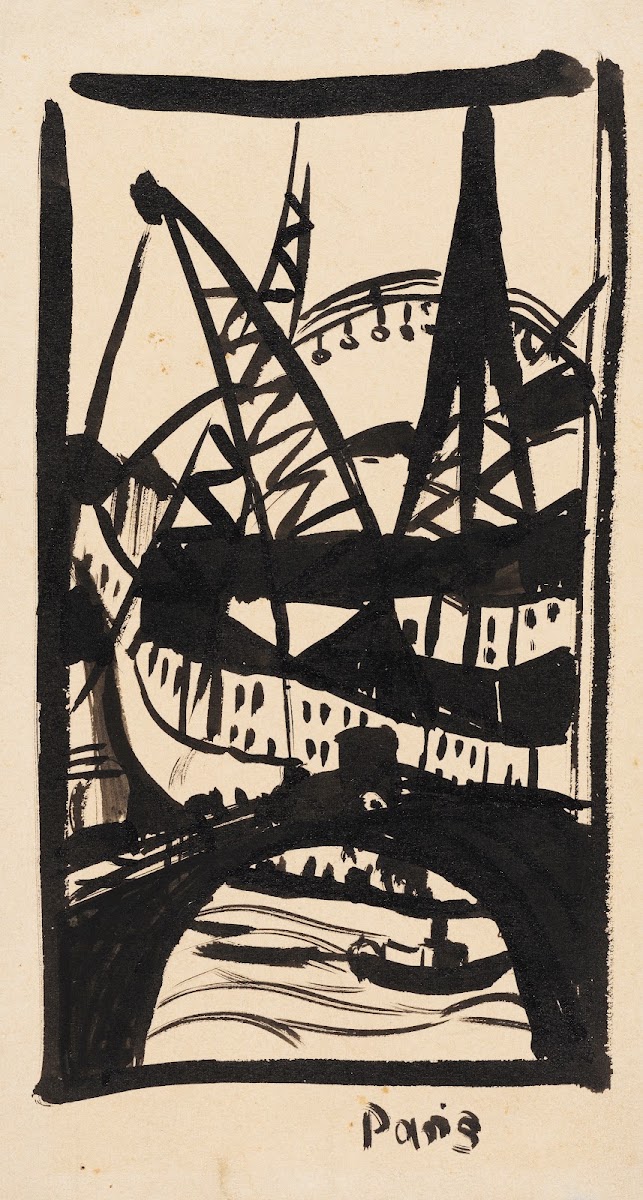 Paris Eiffelturm mit Seinebrücke 1912