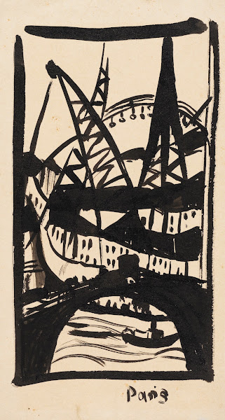 Paris Eiffelturm mit Seinebrücke 1912