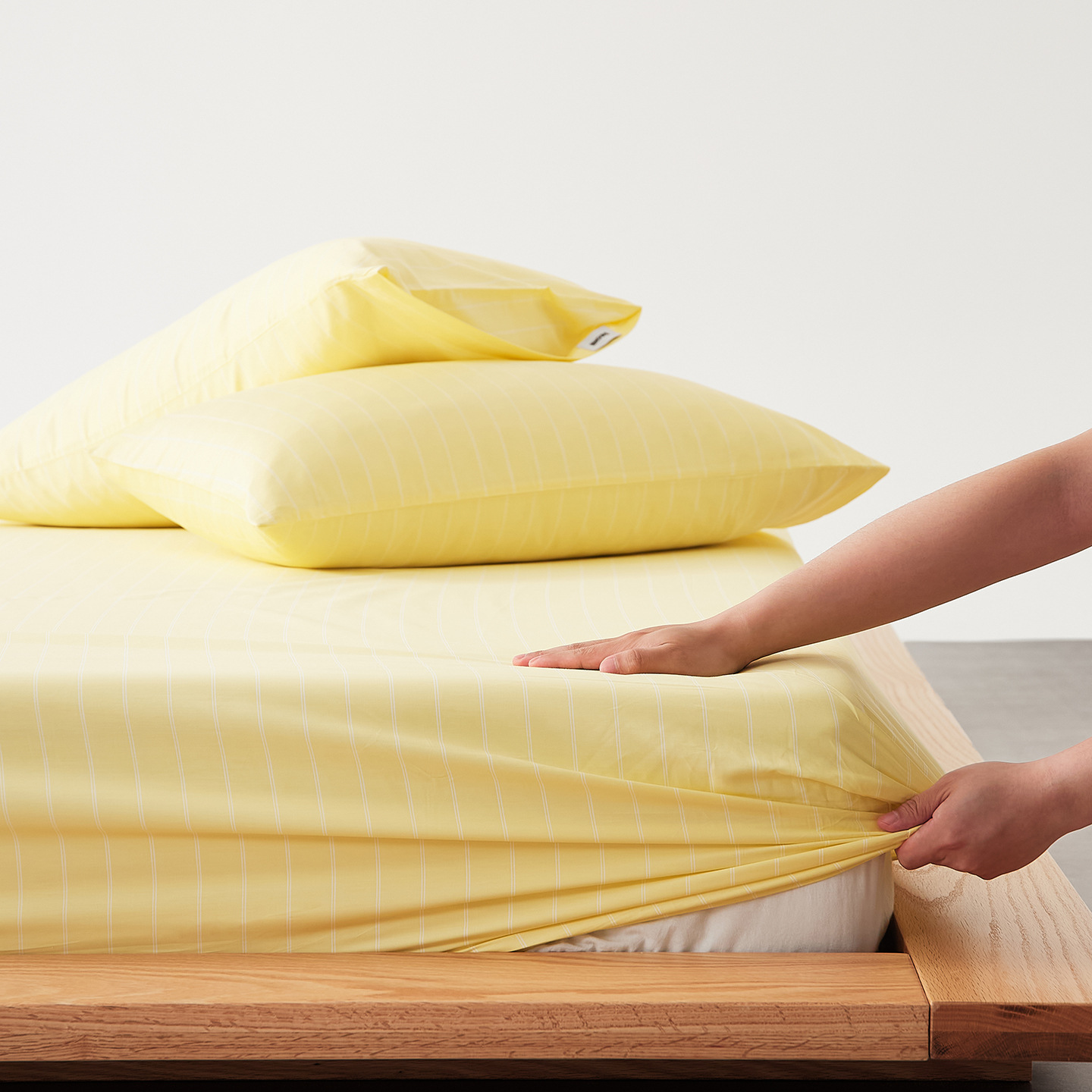 Cotton Fitted Sheet, 150×200 cm, Striped Pattern
