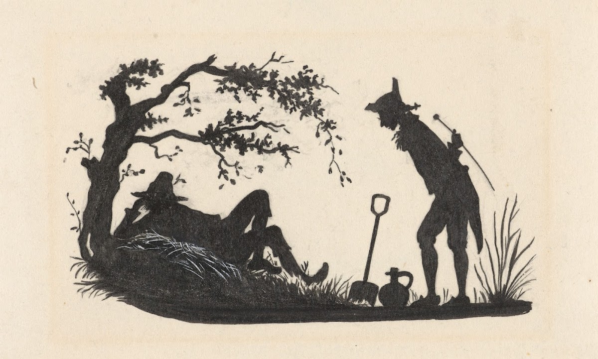 Silhouet van de man die de knecht betrapt 1884   1917