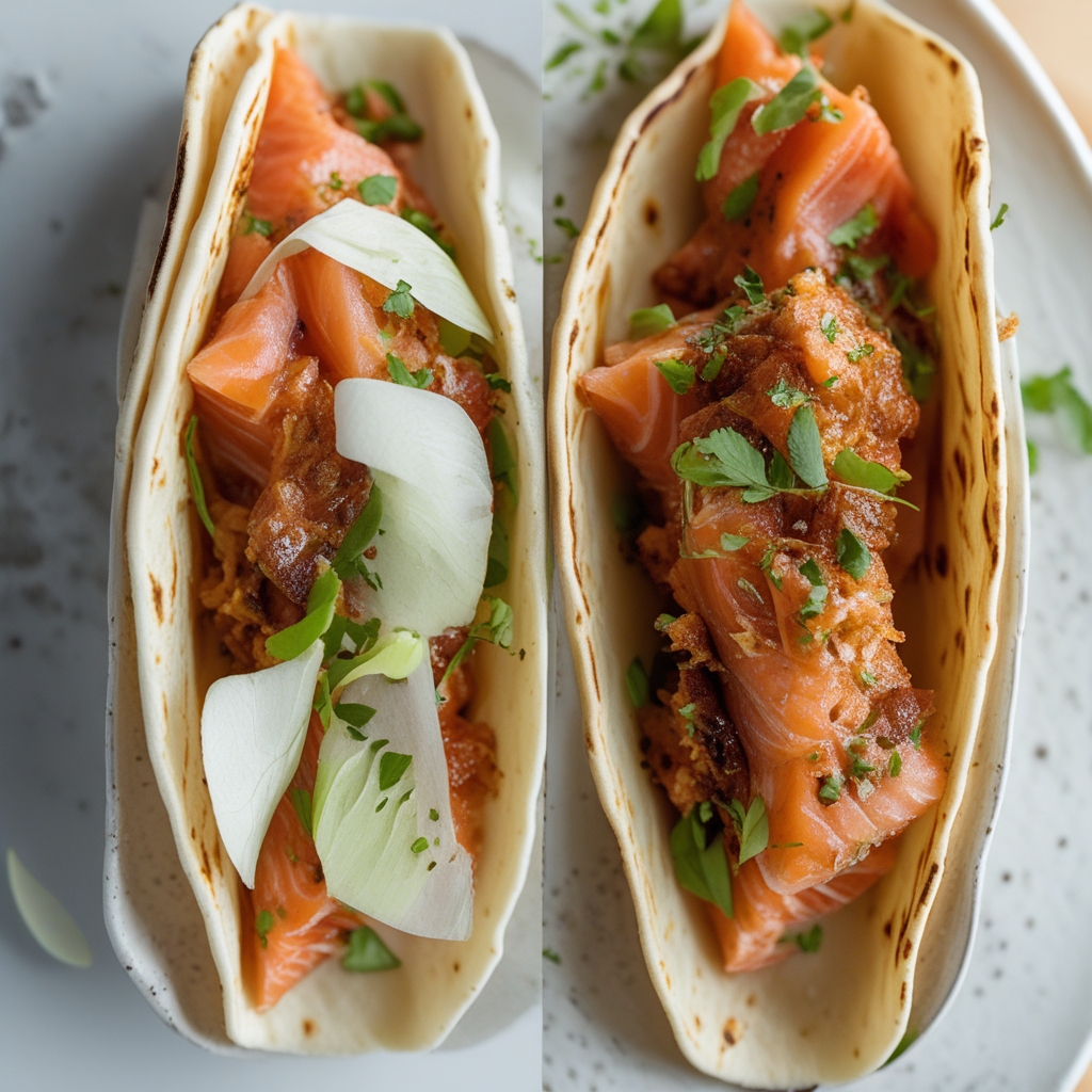 Coconut Curry Salmon Tacos with Pickled Cabbage Slaw