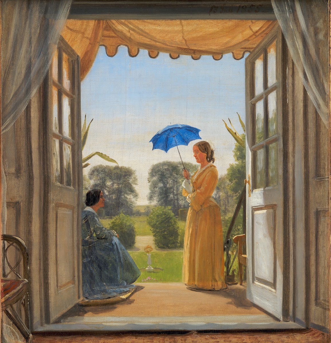 Caroline Dalgas og Jeanina Stampe på Nysø havetrappe 1854   1855