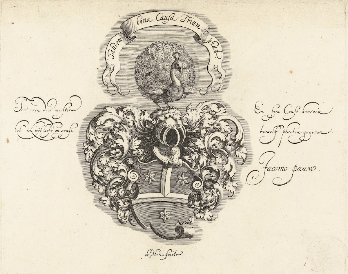 Wapenschild van Jacomo Pauw Tandem bona Causa Trium phat 1615