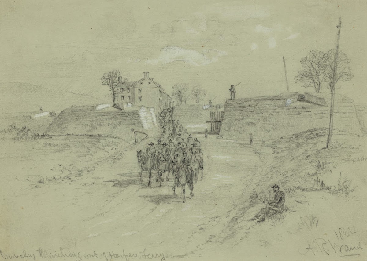 Cavalry marching out of Harpers Ferry 1864