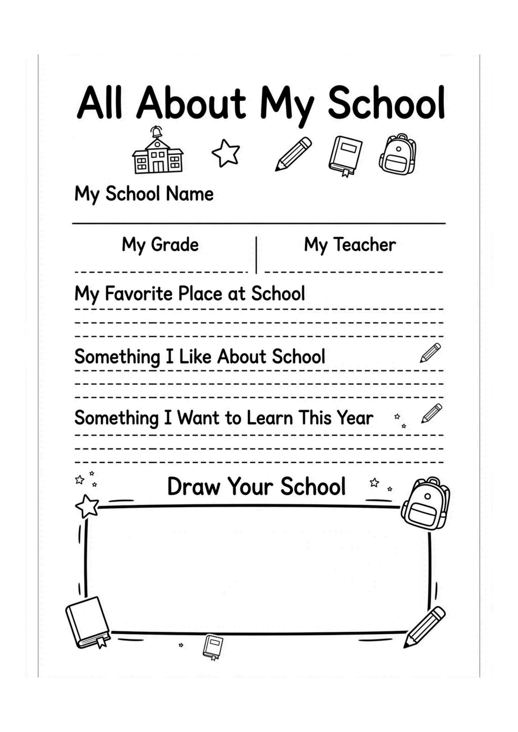 All About My School Worksheet