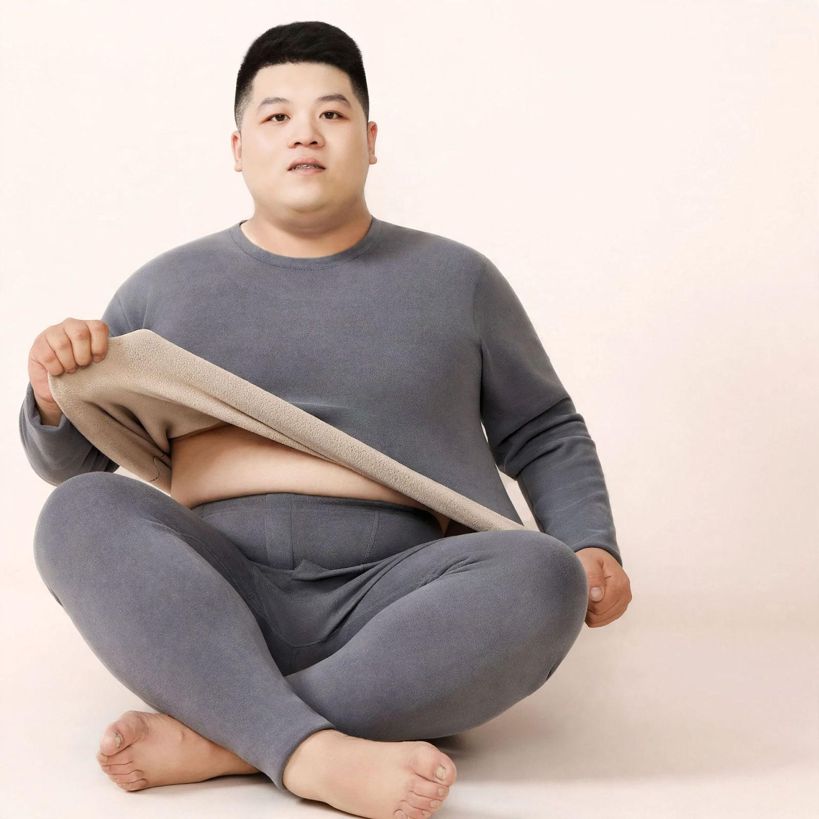 Thermal underwear set with lamb fleece, large sizes