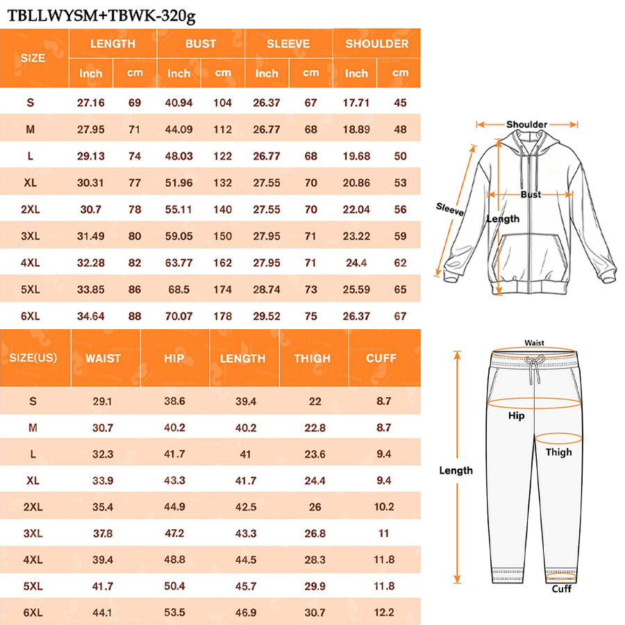AOP Universal Zip Hoodie Double Hood + Universal Sweatpants 320G
