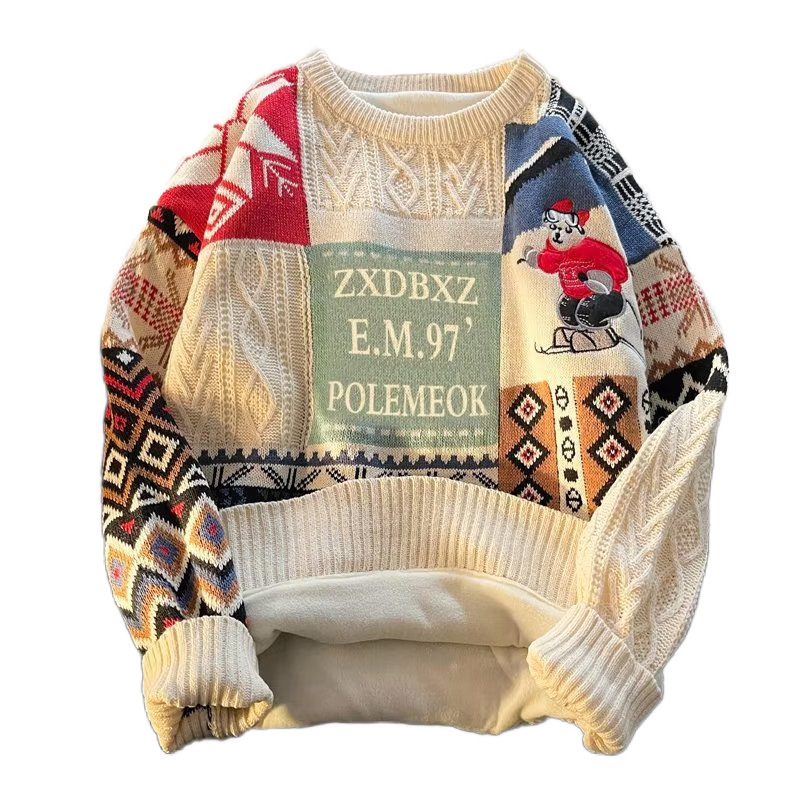 Nordic Retro Knit Sweater, Lined, for Men and Women