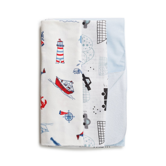 Набор пеленок Twins 3 шт (фланель, муслин, водонепроницаемая) мальчик