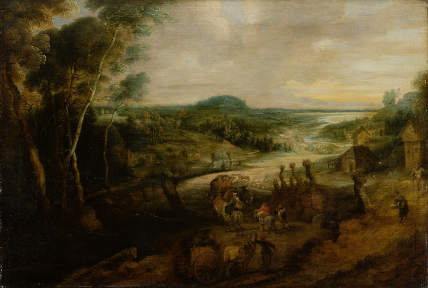 River Landscape with Peasants on the Way to Market ca 1629  1630