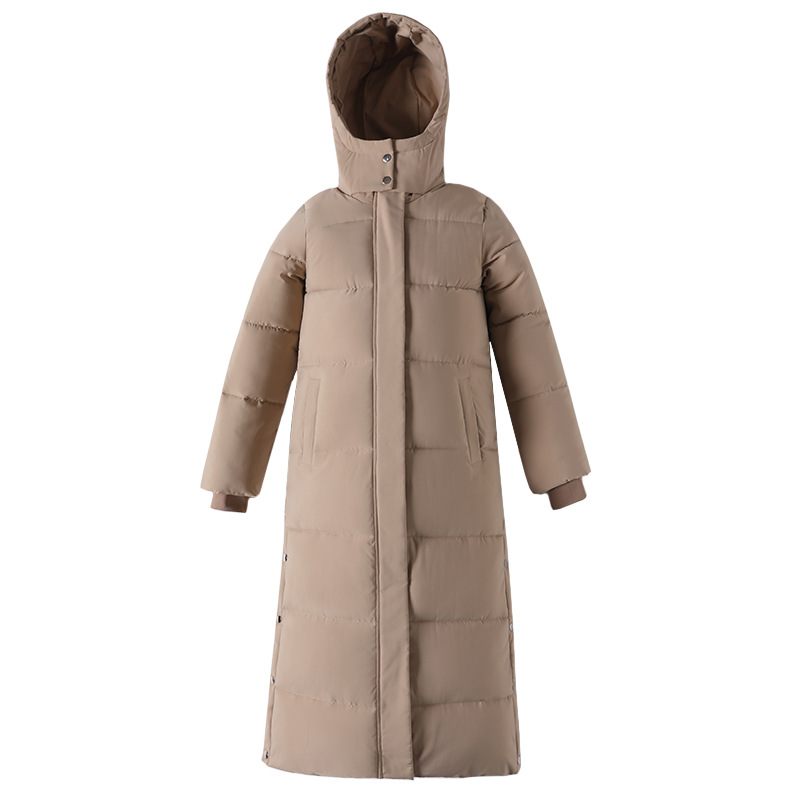 Long Women's Winter Jacket with Hood, Padded