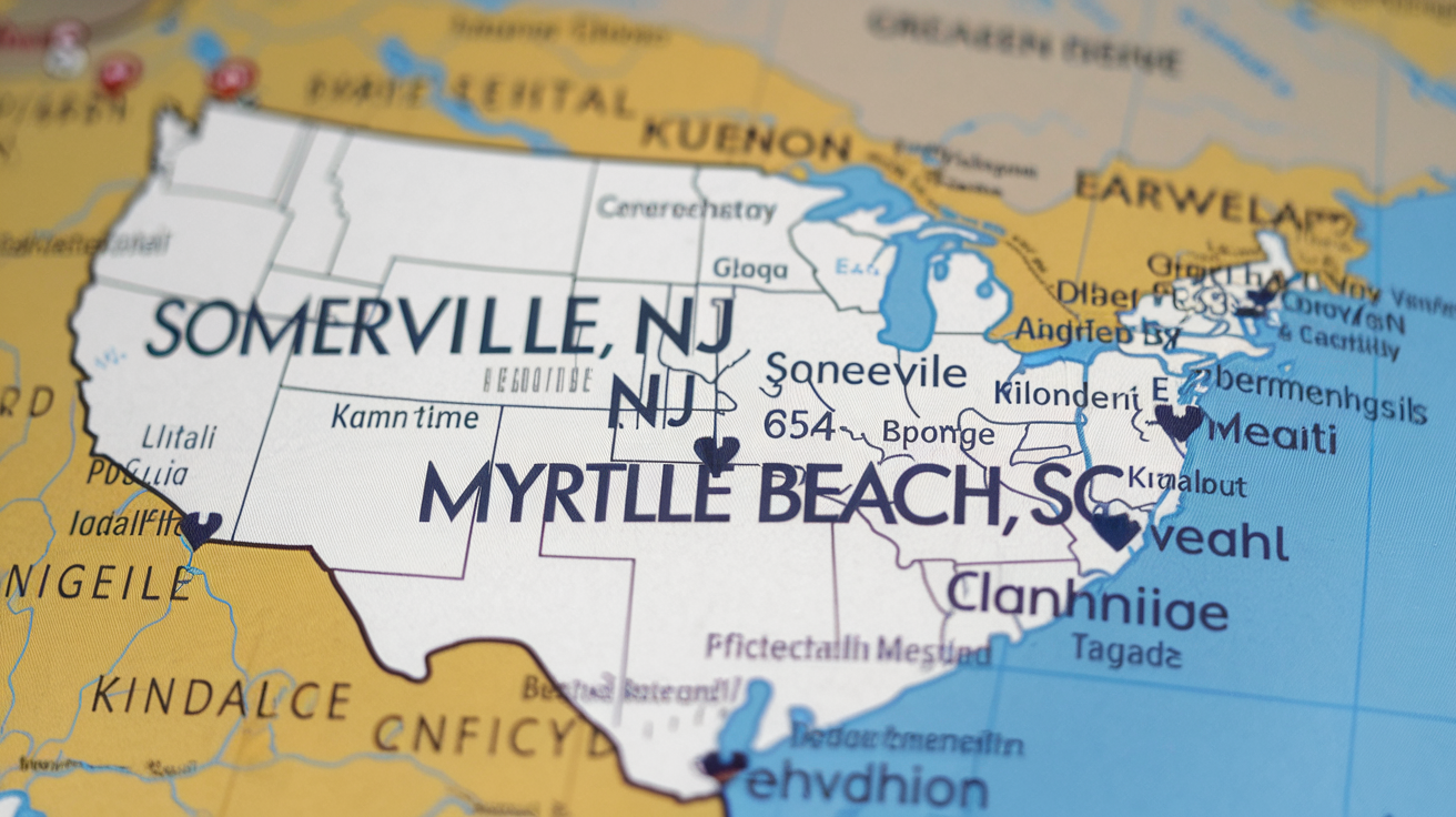 Distance and Travel Guide: Somerville, NJ to Myrtle Beach, SC