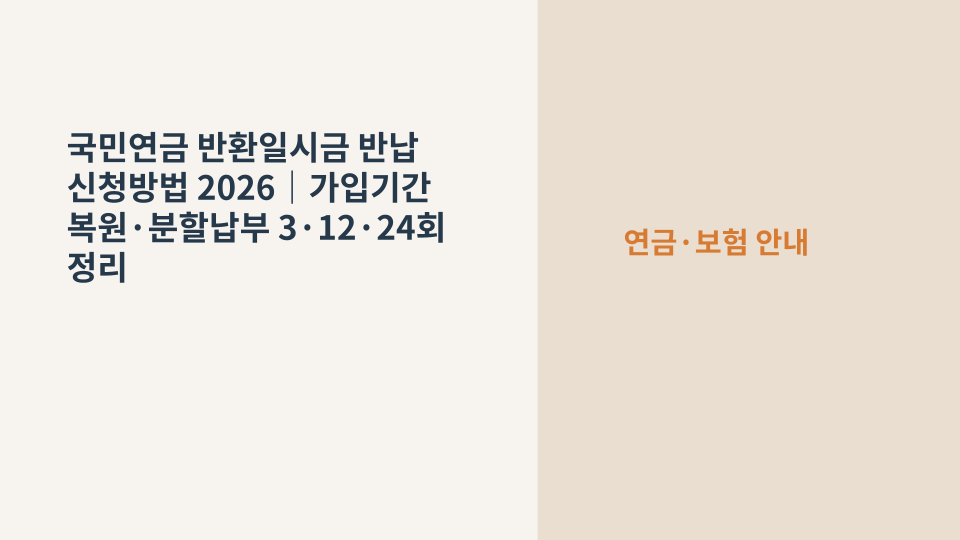 국민연금 반환일시금을 다시 반납해 가입기간을 복원하는 제도를 안내하는 이미지