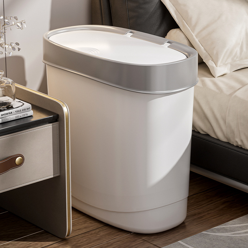 Trash can, oval, with lid, 12 L