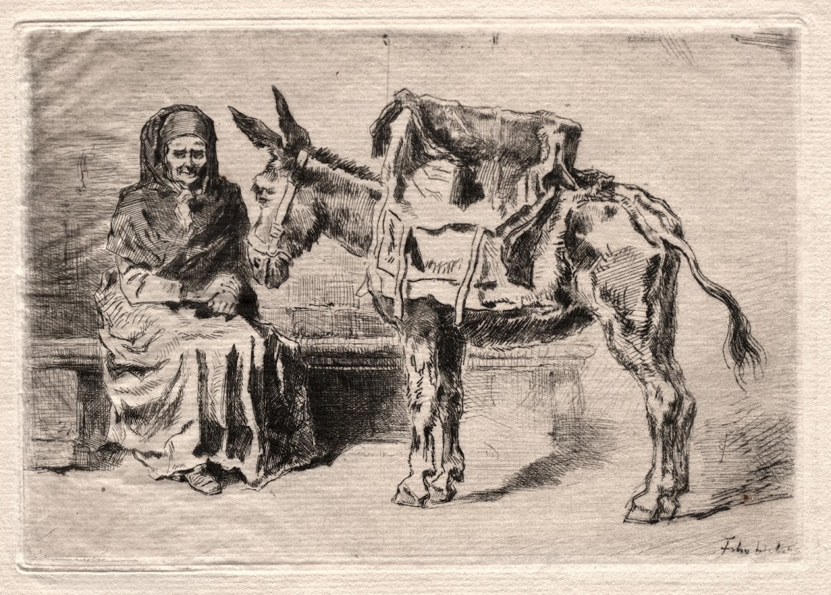 Seated woman with Mule 1875
