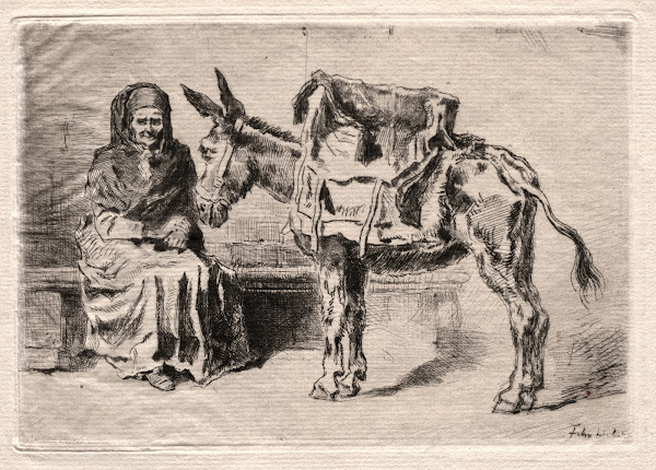 Seated woman with Mule 1875
