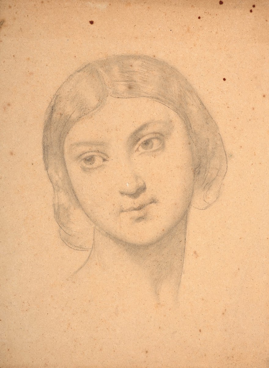 Etude de visage de jeune fille pour le décor de léglise Saint Germain lAuxerrois