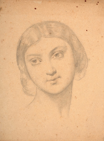 Etude de visage de jeune fille pour le décor de léglise Saint Germain lAuxerrois
