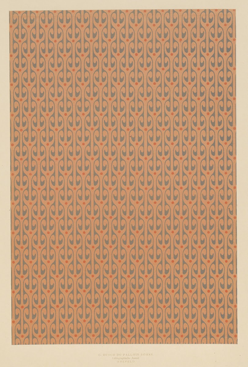 Lithografiertes Vorsatzpapier ornamentales Flächenmuster 1900