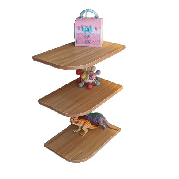 Corner wall shelf made of dense plywood, multi-layer