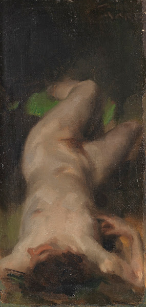 Liegender weiblicher Akt mit grünem Tuch Ca 1880 1920