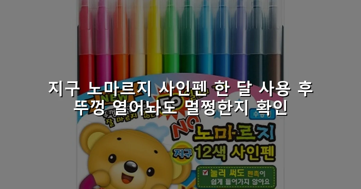 지구 노마르지 사인펜 한 달 사용 후 뚜껑 열어놔도 멀쩡한지 확인