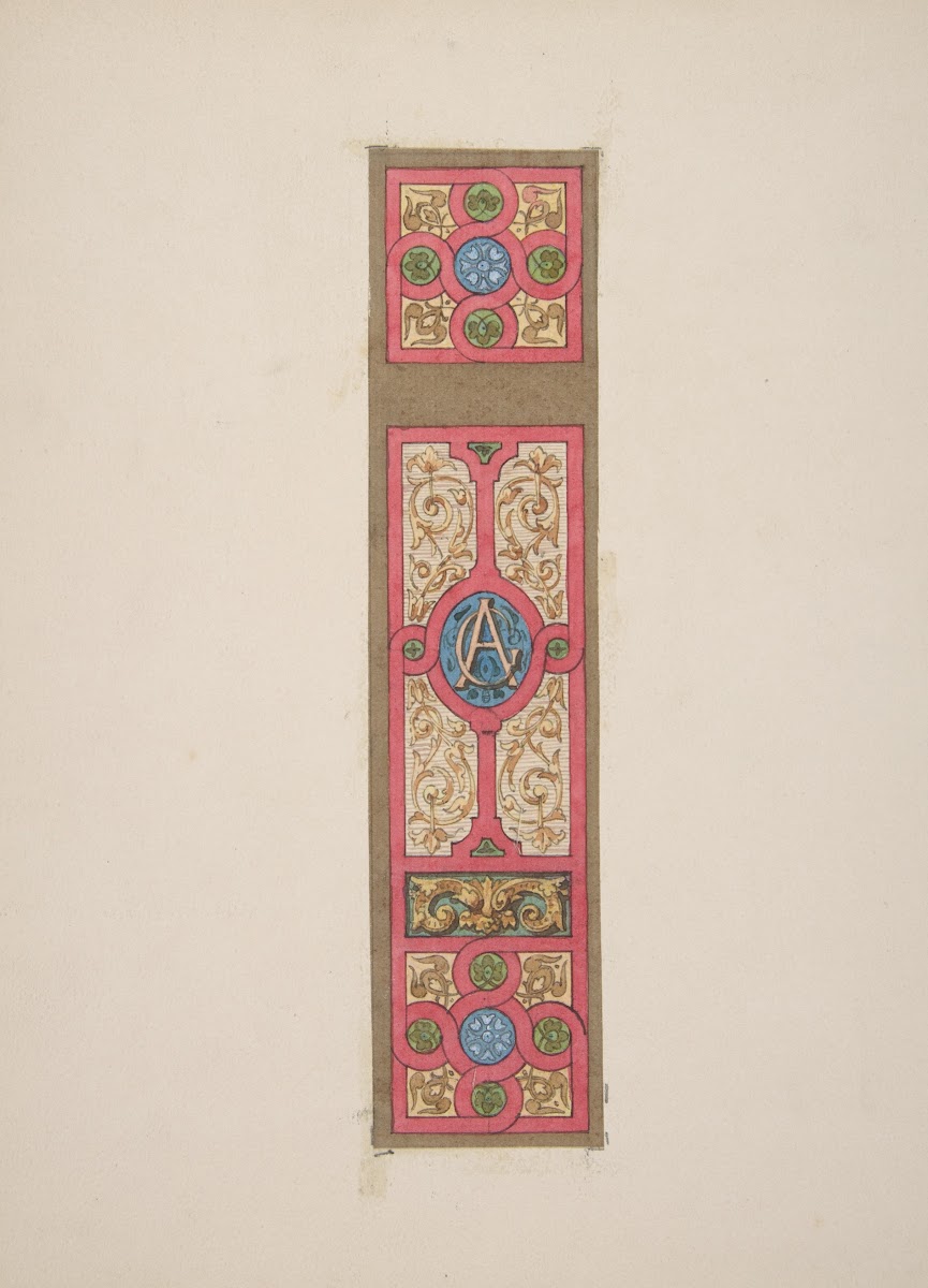 Design for the painted decoration of a wall of ceiling panel monogrammed CA 19th